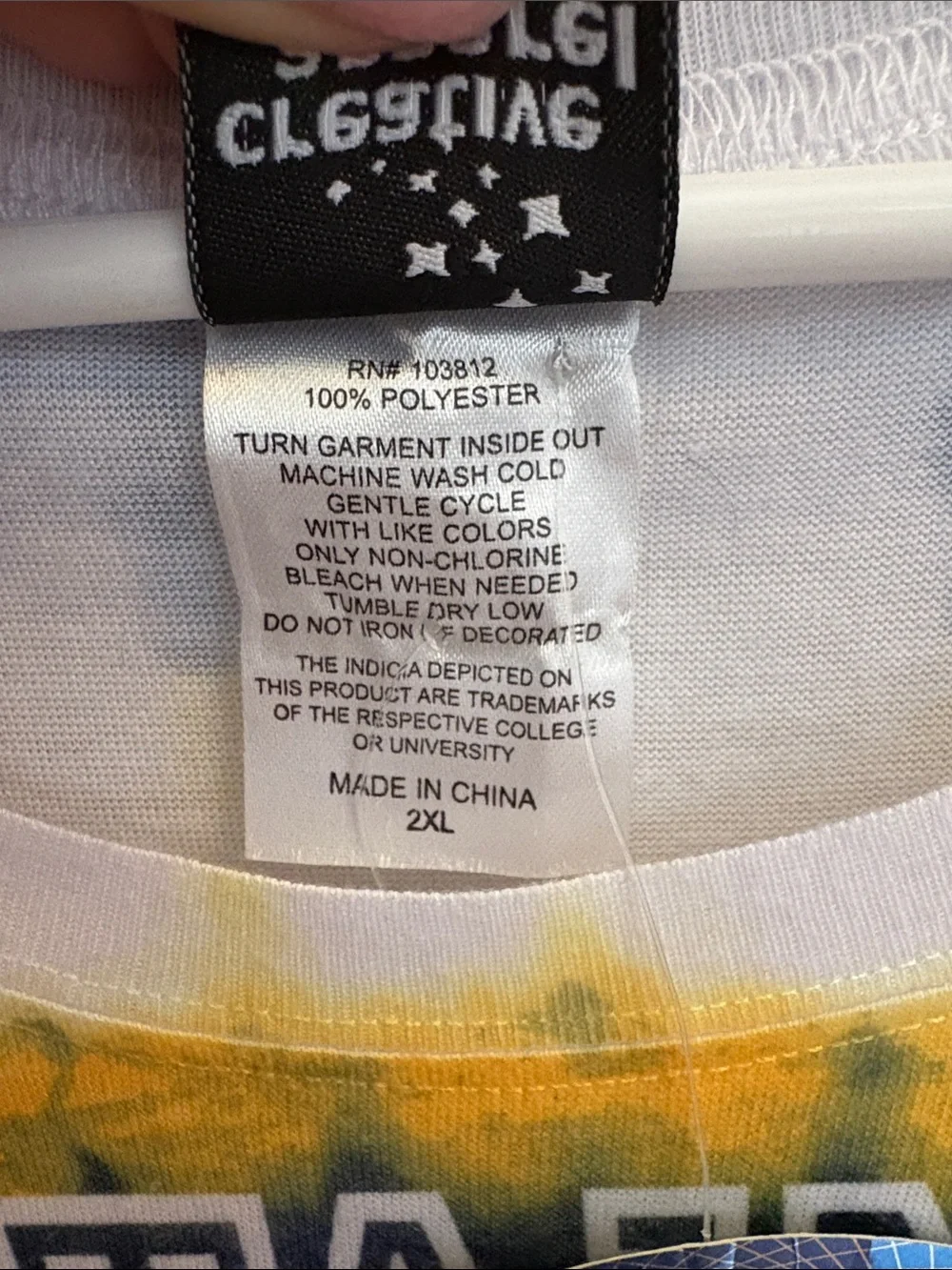 WVU Mountaineers Tie-Dye T-Shirt - Navy, Gold & White NWT size 2x - very soft! - Picture 4 of 7